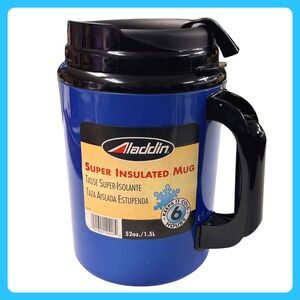 Aladdin Super Insulated Mug 52oz Blue Plastic Foam Thermal Travel Jug Cup NWT